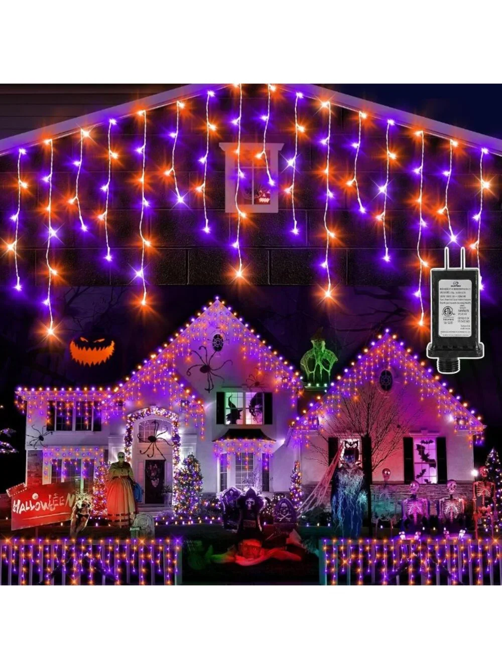 99FT LED Orange & Purple Halloween String Lights - Festive Outdoor Decor